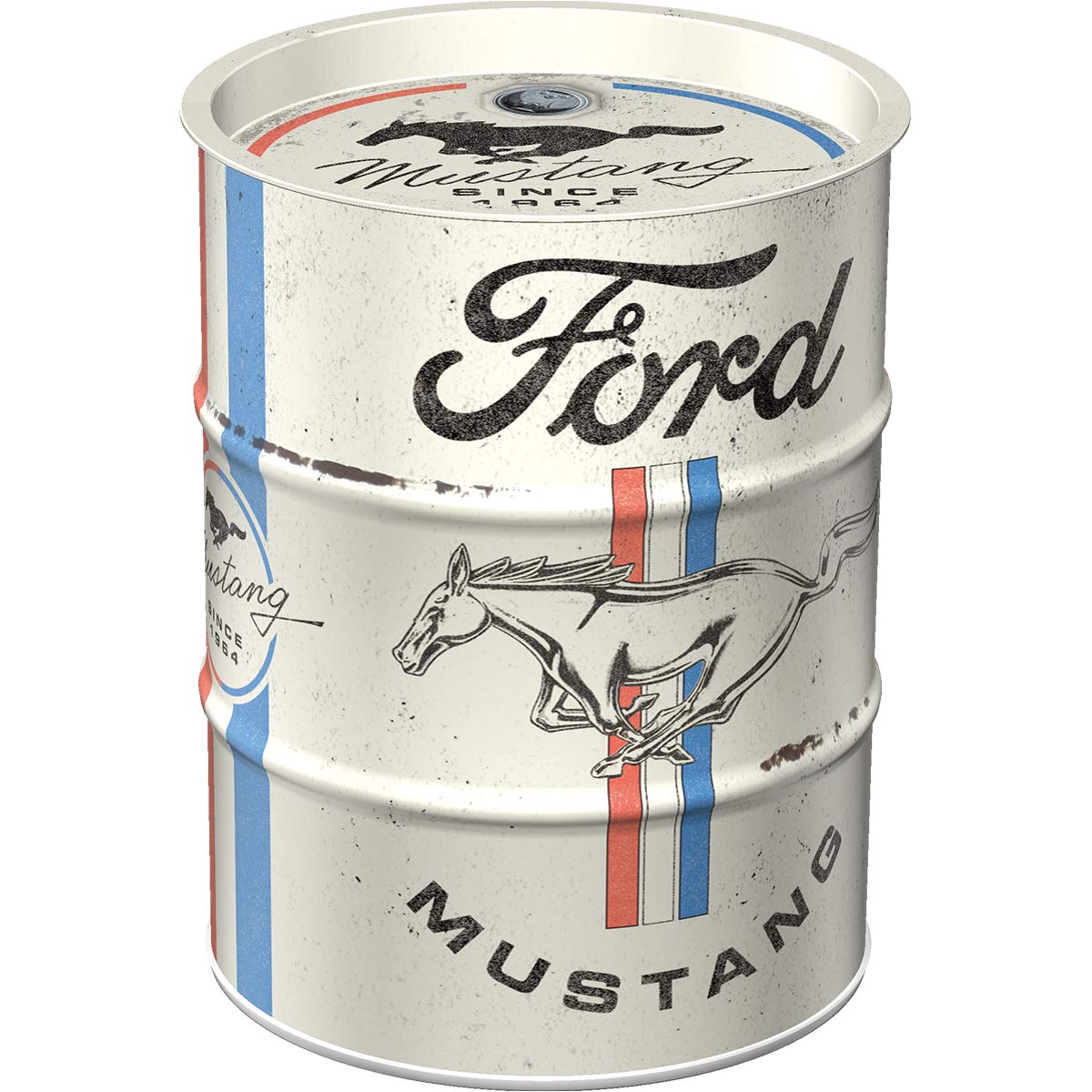 Nostalgic-Art Ford Mustang-Horse-Gift Idea for Car Accessories Fans, Metal piggy bank, Vintage tin Box, 600 ml