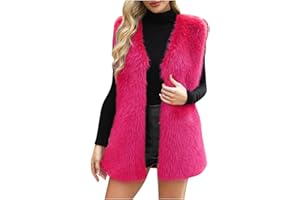 Faux Fur Vest for Women Winter Sleeveless Furry Long Coat Casual Open Front Fall Jackets Ladies Outerwear Jackets