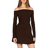 Forever 21 Womens Off-The-Shoulder Pointelle Flare Mini Dress
