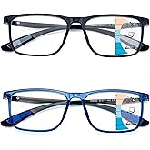 JCUANGR Multifocus Reading Glasses Men,No Line Bifocal Progressive Multifocal Readers,Blue Light Computer Frame Eyeglass