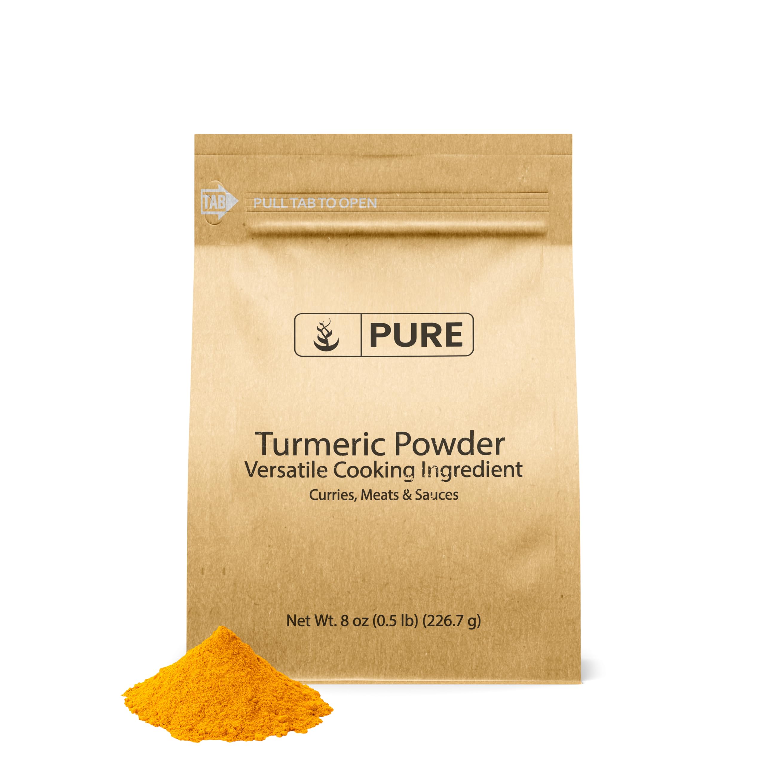 Pure Original Ingredients Turmeric Powder (8 oz), Food Grade, Natural, Spicy Flavor, Curry, Rice, Eco-Friendly