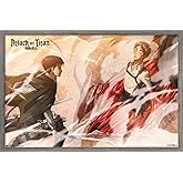Trends International Attack on Titan - Wind Wall Poster, 22.375" x 34", Barnwood Framed Version