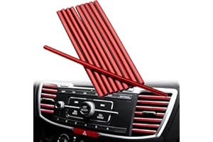 ATMOMO 10pcs Car Air Conditioner Outlet Vent Trim Strip DIY Car Interior Moulding Trim Car Vent Decoration Molding Strip, Red