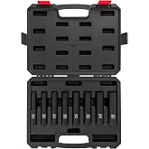 SUNEX TOOLS 2848, 1/2 Inch Drive Impact Socket Set, Extra Long Deep, 8-Piece, SAE, 1/2"-15/16", Cr-Mo Alloy Steel, Radius Corner Design, Dual Size Markings, Heavy Duty Storage Case