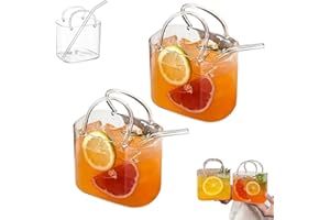 Purse Drinking Glass Handbag Vase for Flowers Unique Wine Glass with Straw Aesthetic Glasses Purse Beverage Server for Cockta