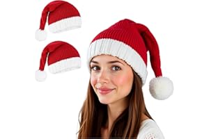 JNYVE Santa Hat Adult Christmas Hats Xmas Red Knitted Beanie for Women Men