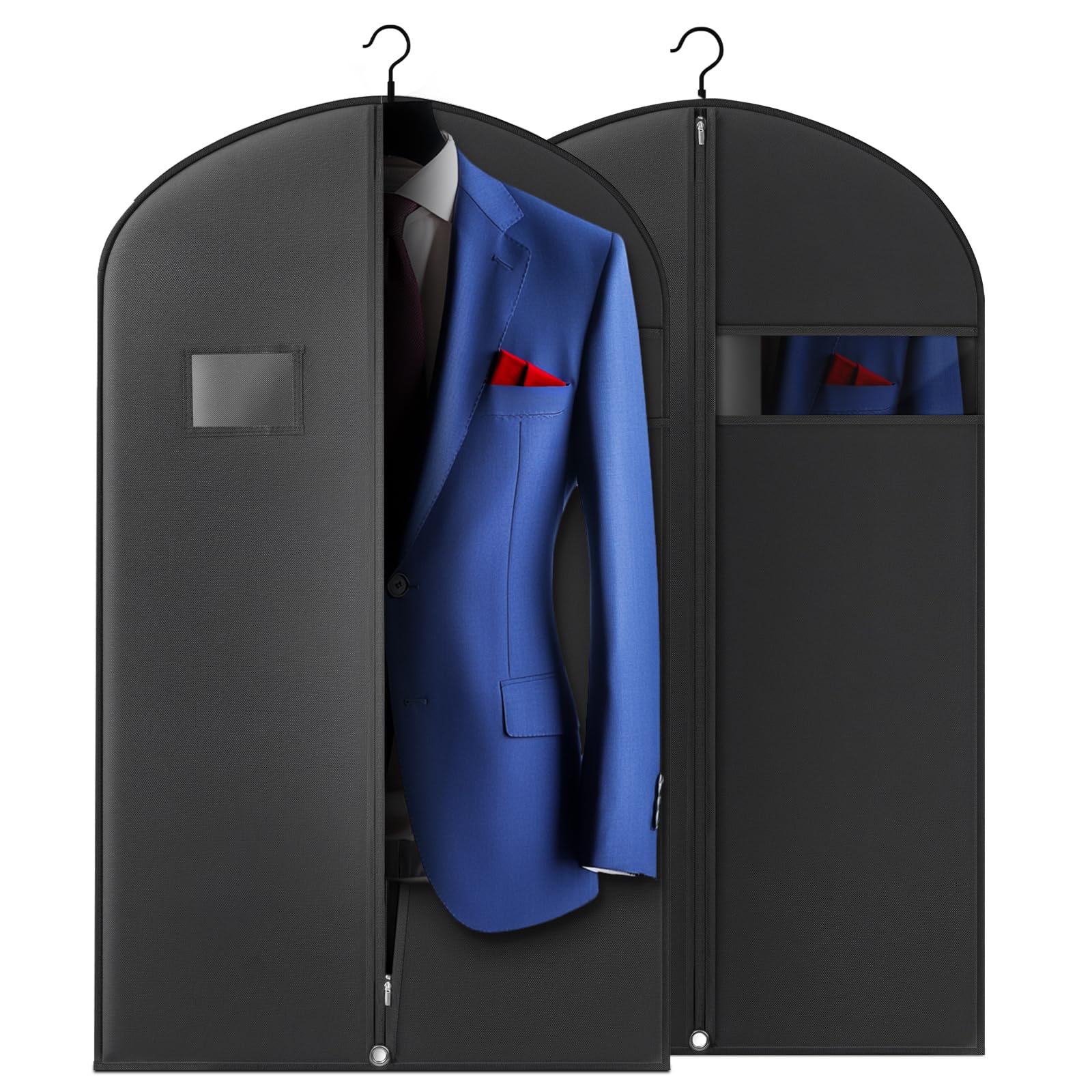 Photo 1 of 40-inch Garment Bags for Travel, Garment Bags for Hanging Clothes with Zipper and Visible Transparent Window, 2 Pack?Black