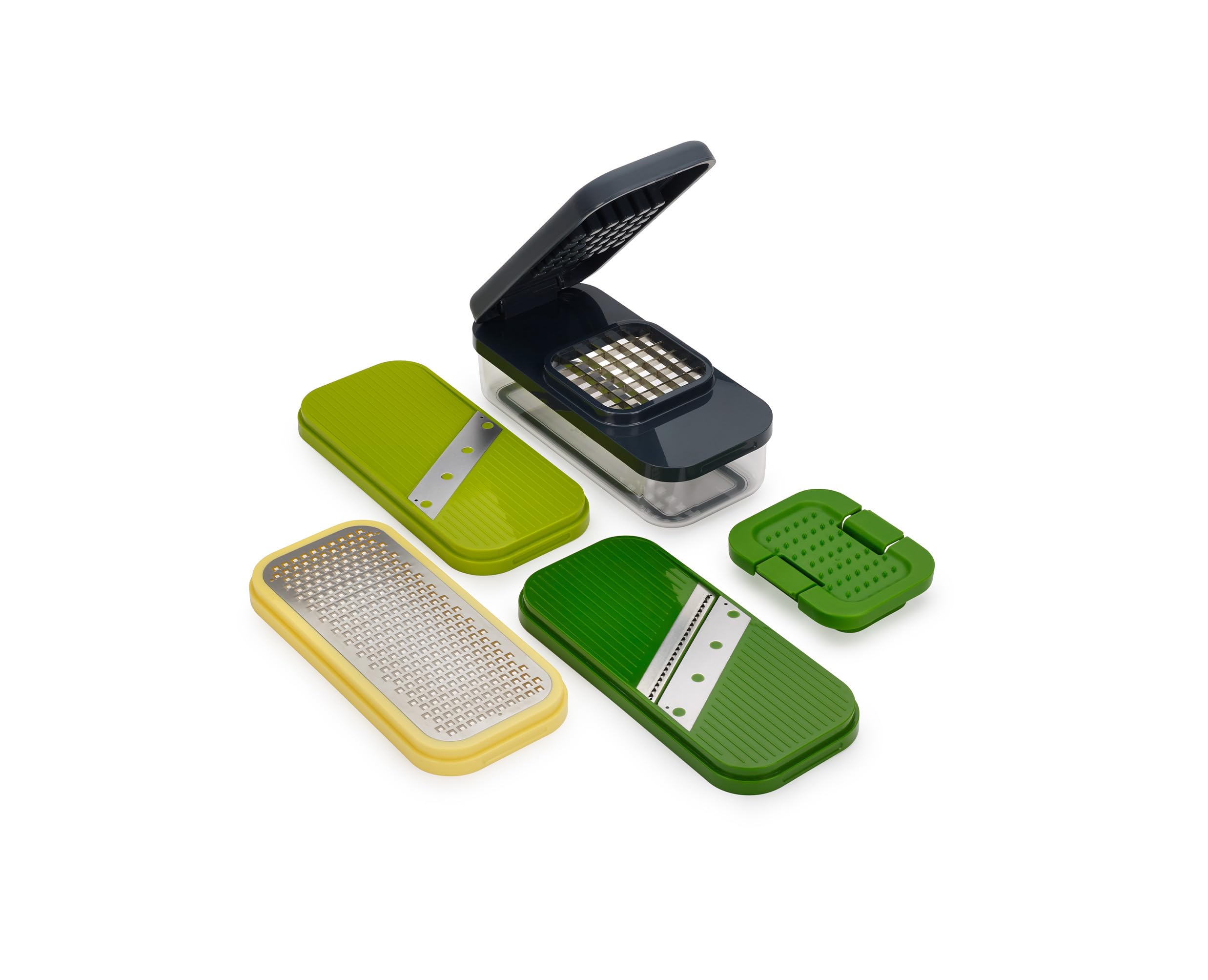 Photo 1 of Joseph Joseph Multi-Prep Compact 4-in-1 Multifunctional Set, Kitchen Vegetable Chopper & Dicer, Cheese Grater, Mandoline Veggie Slicer, Food Julienne Cutter with Container