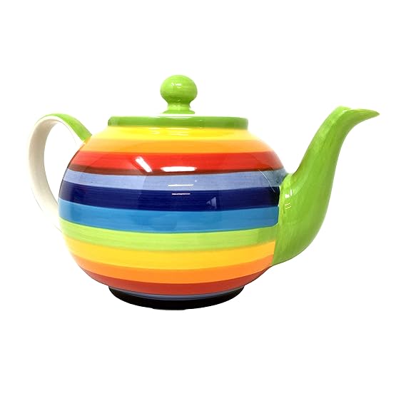 Rainbow Striped Teapot Hand Painted in Thailand for Tea Large Amazon.co.uk Kitchen & Home