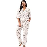 Martha Stewart Pajamas for Women | Luxury 2-Piece Set | Short Sleeve V-Neck Button-Down | Soft, Breathable Comfort