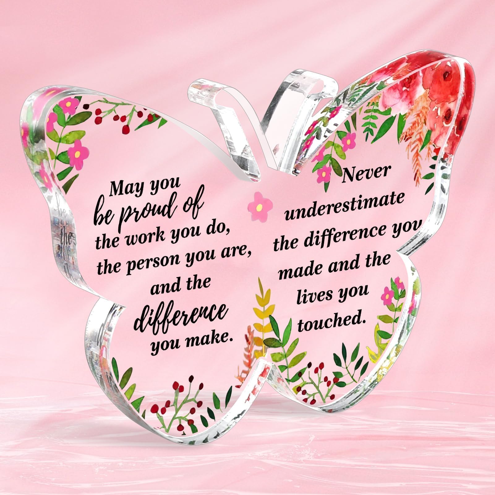 Leaving Gifts for Women,Proud of You Gifts,Butterfly Shaped Acrylic Plaque Retirement Gift, Inspirational Appreciation Gifts for Teacher Friends Nurse Women Men