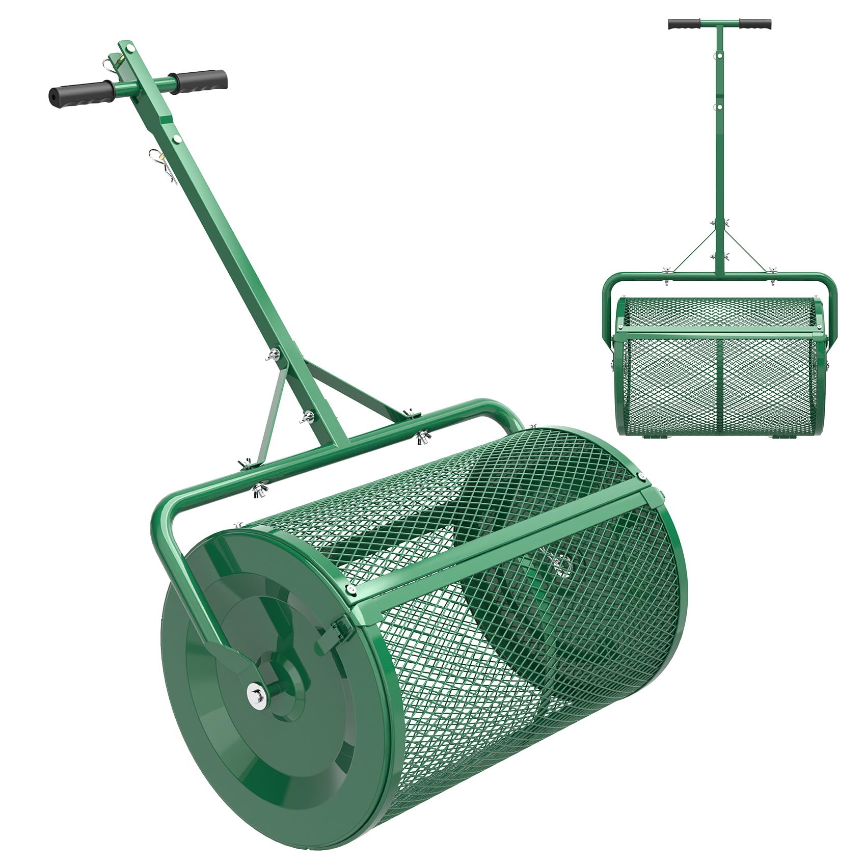 Photo 1 of ** DIRTY** Seeutek Compost Spreader - 24" Peat Moss Spreader with 3 Heights, Top Soil Spreader W/Upgraded Side Latches Support Rod Powder Coated Metal Mesh Top Dressing Spreader for Lawn, 2 Way Uses-Push or Tow