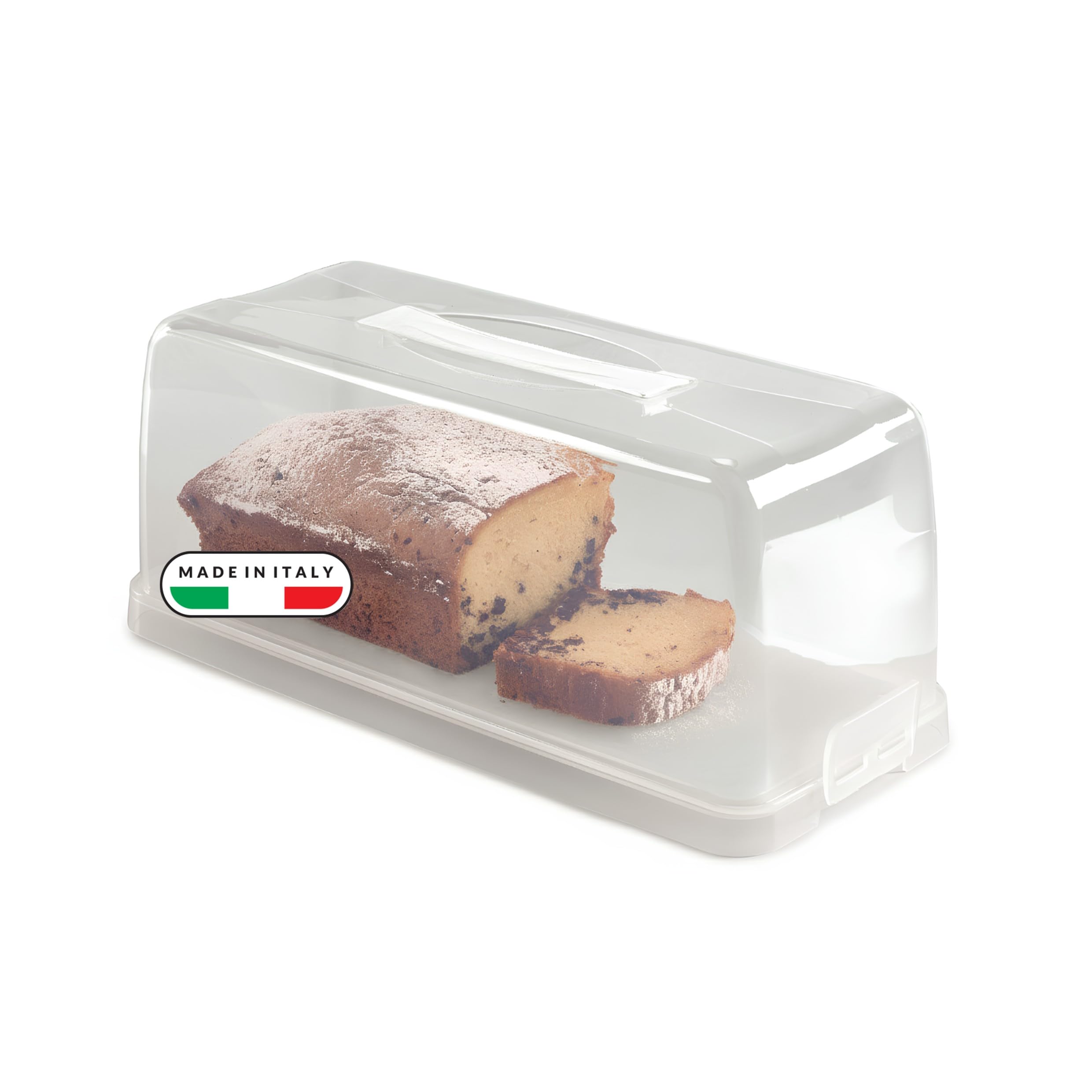 Snips Plumcake Holder – Loaf Cake Storage Container & Carrier with Safety Locks, 34.4 x 14.8 x 14.2 cm – Made in Italy