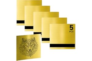 Bocolon 5PCS Laser Engraving Double Color ABS Plastic Sheet,Two-Tone Laserable Engraving Plastic Sheets for Name Badge,Office Label,Laser Artistic Product,Size 11.73" x 11.73",Brushed Golden/Black