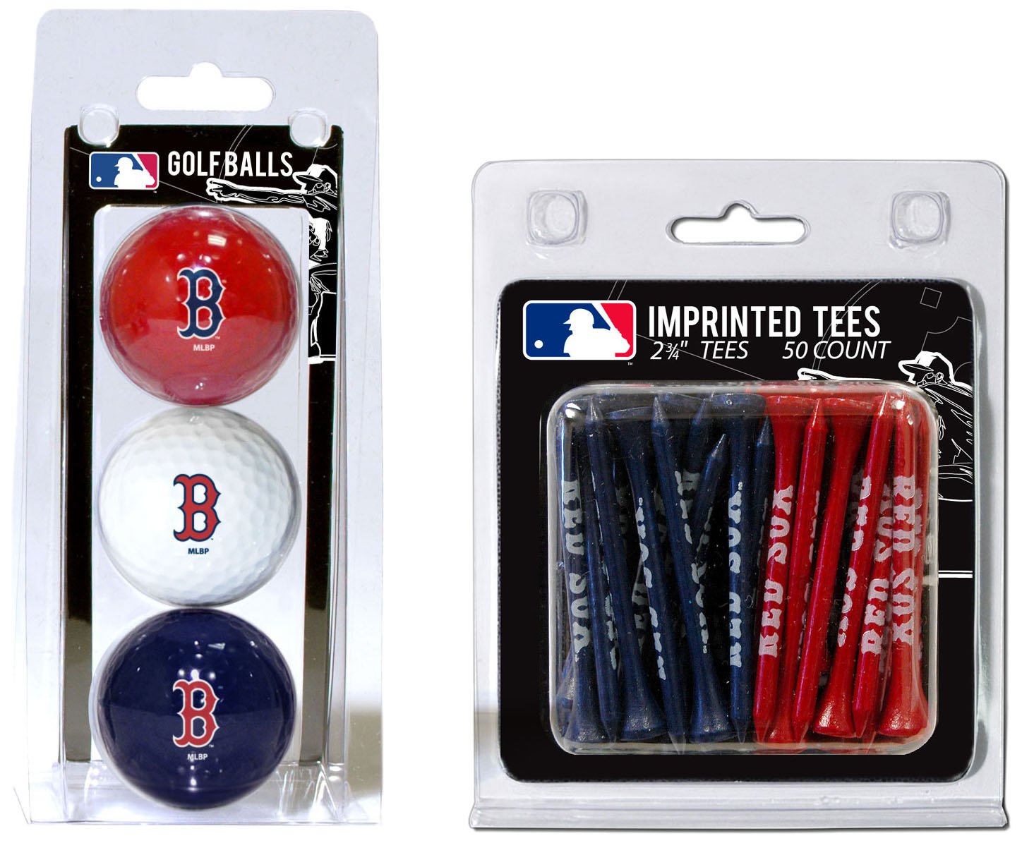 Team Golf MLB Logo Imprinted Golf Balls 3 Count 2 3 4 Regulation Golf Tees 50 Count Multi Colored