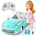 UMONIE Remote Control Car, RC Cars for Girls, Rechargeable RC Racing, 1:18 Scale 2.4Ghz RC Car Toy for Kids with Doll, Rc Toys Car Birthday for Girls Kids
