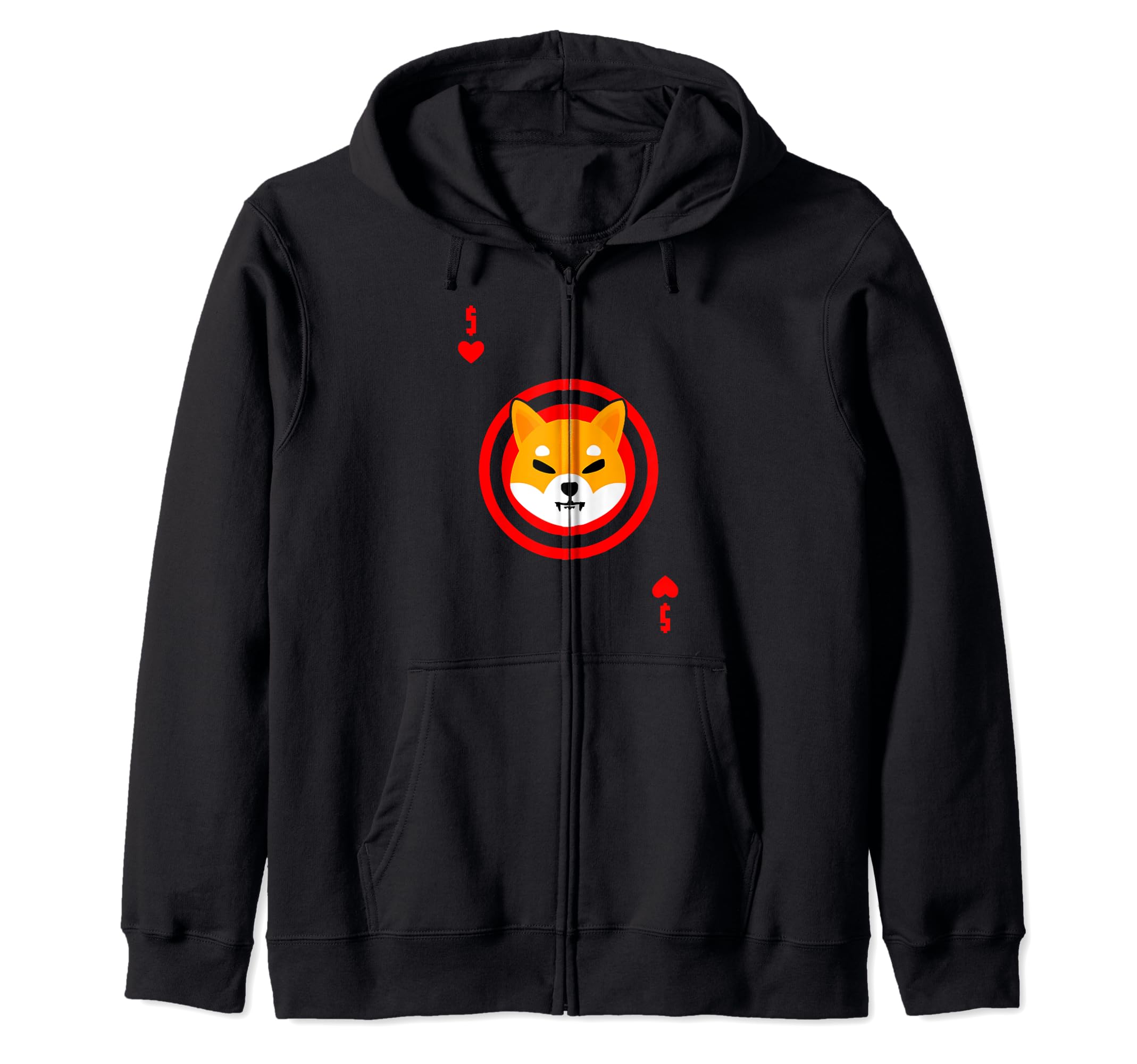 Shiba Inu Coin Hearts Card Blockchain HODL Cryptocurrency Zip Hoodie