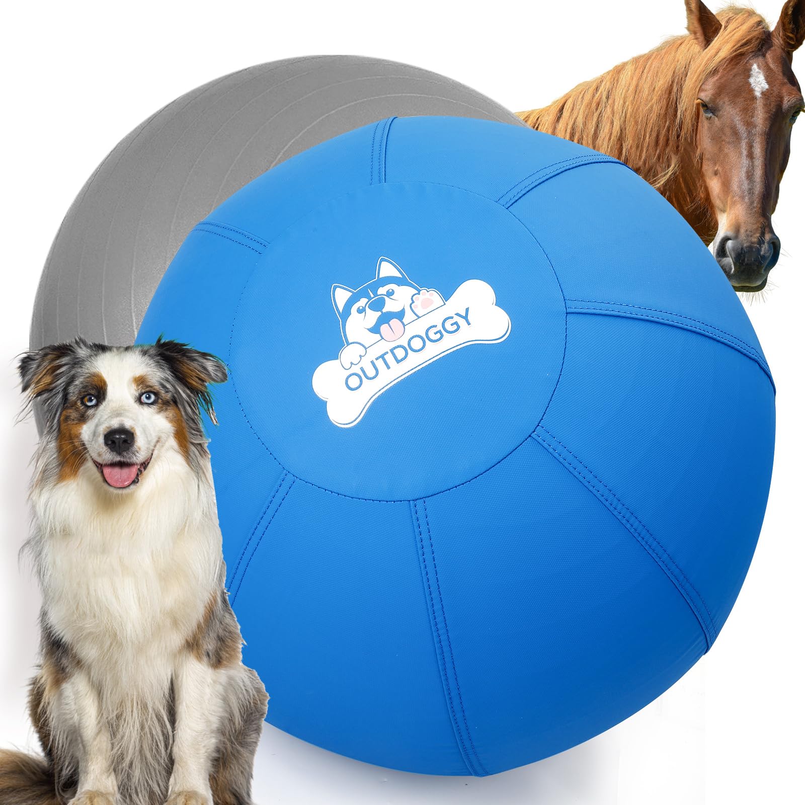 Photo 1 of Herding Ball for Dogs - 25" Heavy Duty for Australian Shepherds, Border Collies & Cattle Dogs | Dual-Layer Outdoor Toy for Medium/Large Breeds & Horses - Blue