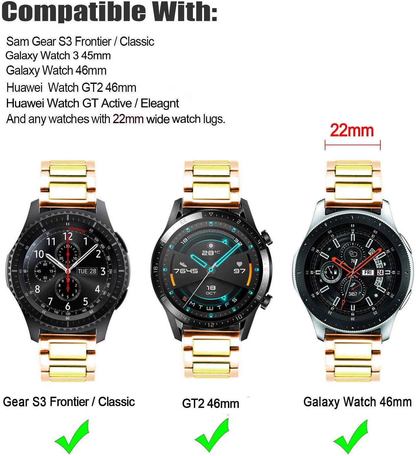 DEALELE Strap Compatible with Samsung Galaxy Watch 46mm / Galaxy 3 45mm - Image 4