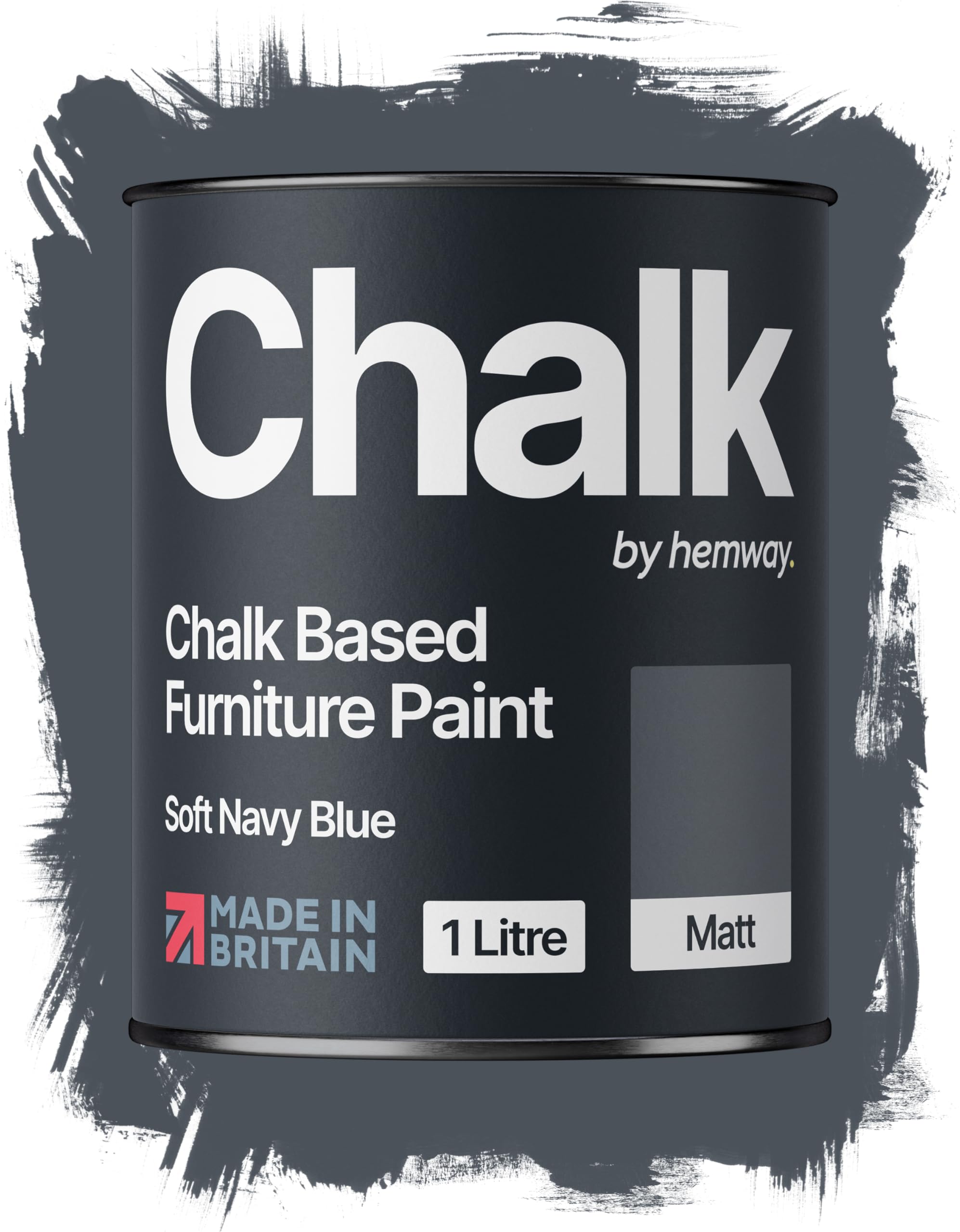 Hemway Chalk Based Furniture Paint, Soft Navy Blue 1L, Matt Finish Shabby Chic, Chalk Paint Furniture & Walls, Quick Dry & 1 Coat