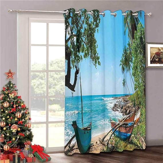 Aishare Store Sliding Patio Door Curtains, Beach Decor