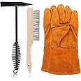 Swpeet 4Pcs 10 Inch Scratch Wire Brush Welding Hammers Slag Removal Tool with Welding Gloves,10 Inch Welding Chipping Hammer with Steel Coil Spring Handle for Cleaning Removing Slag