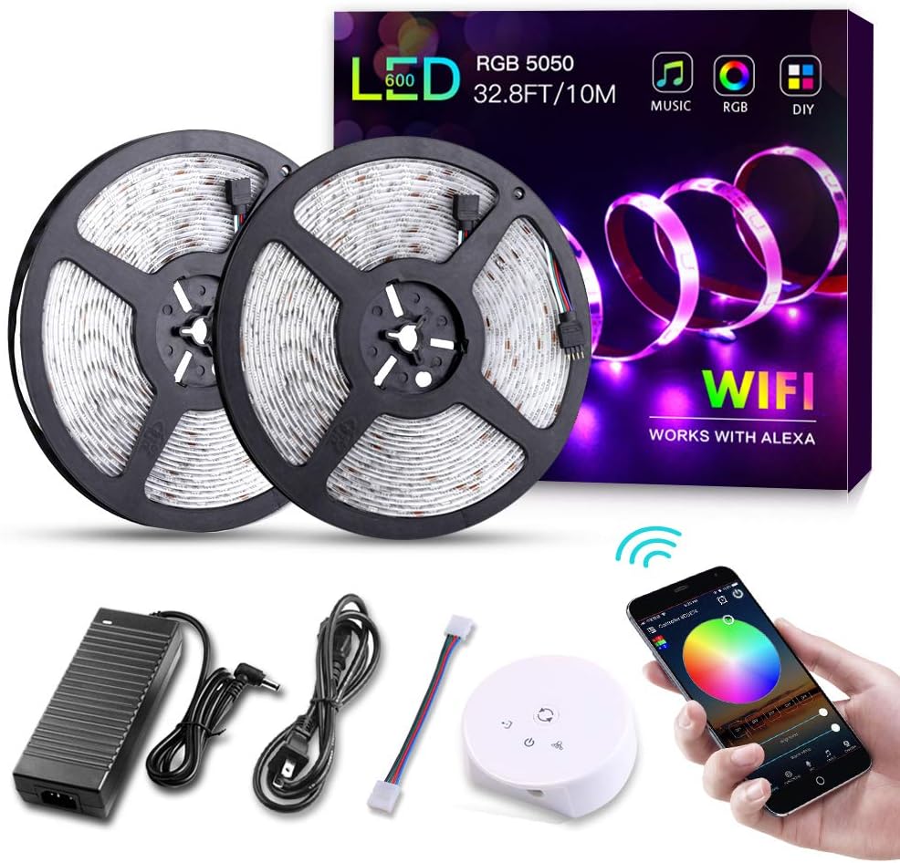 KORJO WiFi Led Light Strip, 32.8ft/10M Flexible Rope Light Kit with