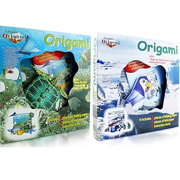 2 Pack Origami Paper Kit Sea North Pole Animals 30 Pieces Of Origami Paper Create 12 Different Animals Instruction Book Included For Teenager
