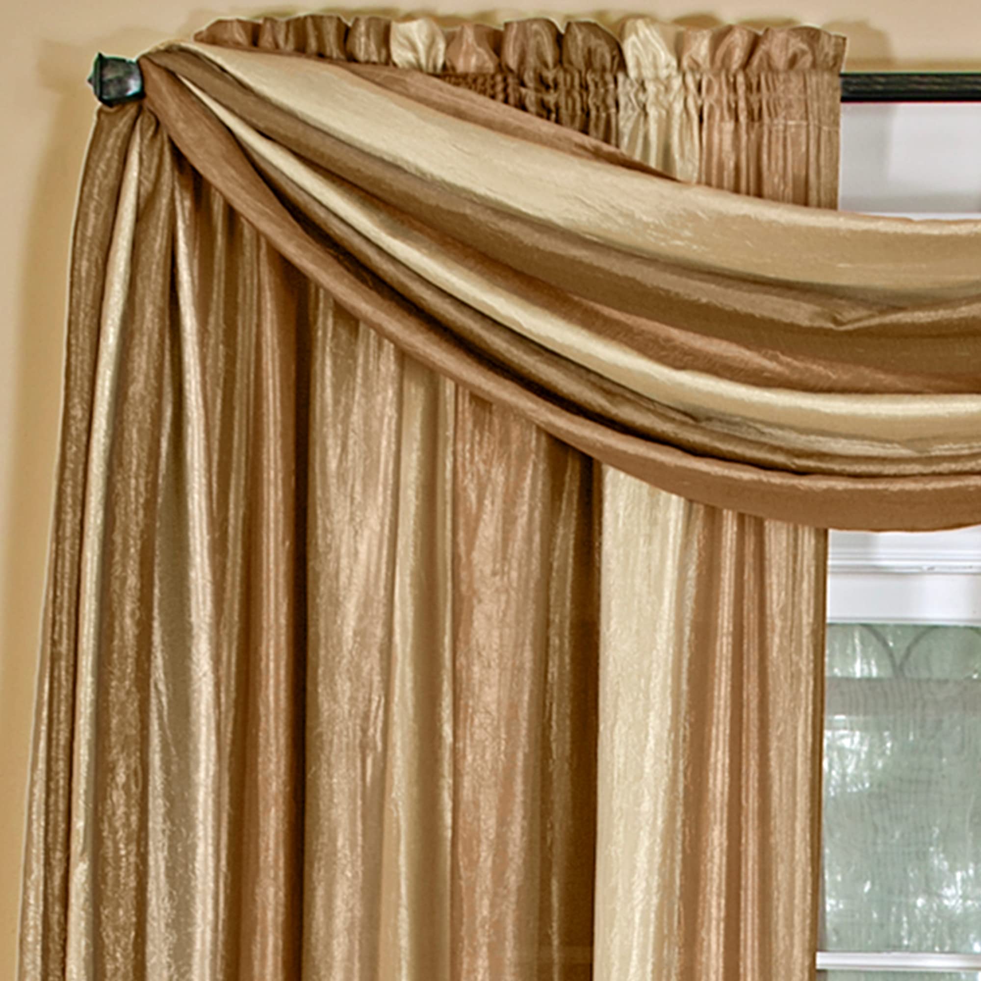 Sheer Window Scarf Valance - 50 Inch Width x 144 Inch Length (Sandstone) - Light Filtering Polyester Curtain Scarf - Lightweight Drapes for Living Room, Bedroom & Dining Room by Achim Home Decor