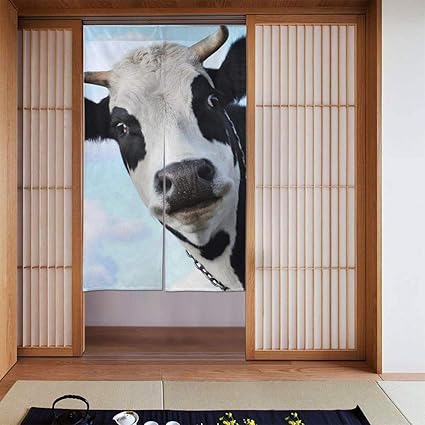 Amazon Jocar 面白い動物の牛のれん おしゃれ 目隠し ング 遮光 のれん 玄関 キッチン リビング 飲食店 出入り口 幅85cm 丈0cm のれん オンライン通販