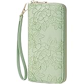 GAEKEAO Womens Wallet RFID Blocking Leather Wristlet Purse Large Capacity Card Holder Long Ladies Wallet Zip Around Clutch