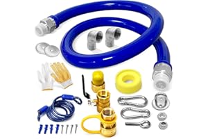 SEKVIRA 1675KIT48 Safety System Kit, 48" Mobile Gas Hose Connector with 2 Elbows, 3/4" Quick Disconnect, 3/4" Gas Flex Line & Gas Valve, Quick Connect & Disconnect for Commercial Kitchen Equipment.