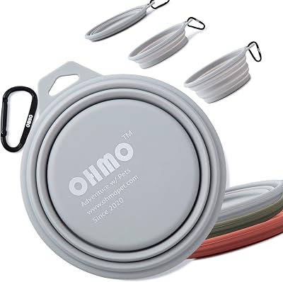 OHMO Collapsible Large Dog Bowl 800ml Carabiner Foldable Silicone Bowl