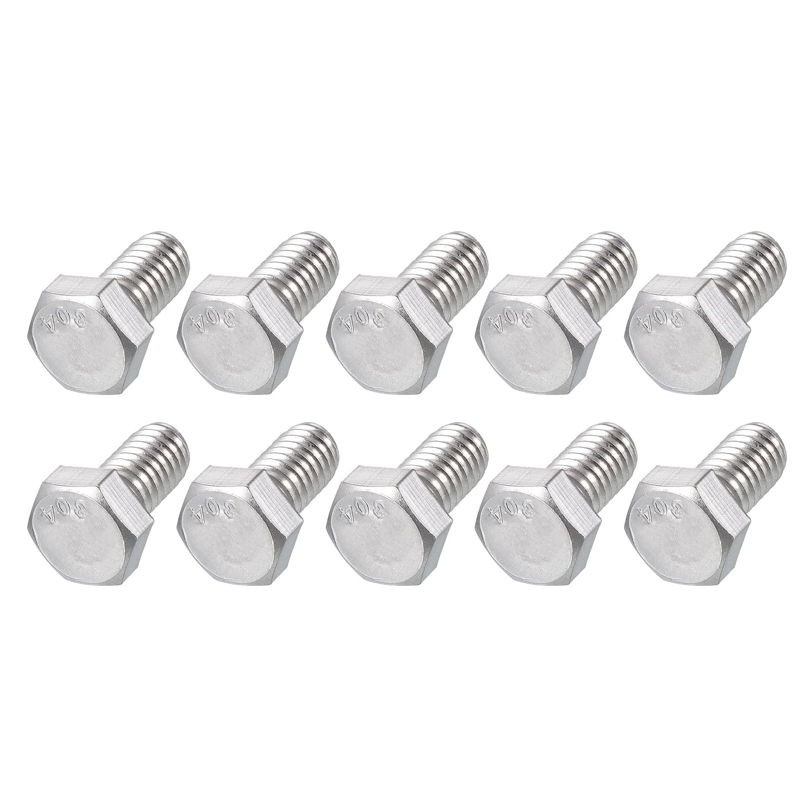 METALLIXITY Hex Head Bolts (5/16-18 x 5/8") 10Pcs, 304 Stainless Steel 18-8, Fully Threaded, External Hex Drive, Plain Finish, Hex Head Screw Bolt, Silver — image 1