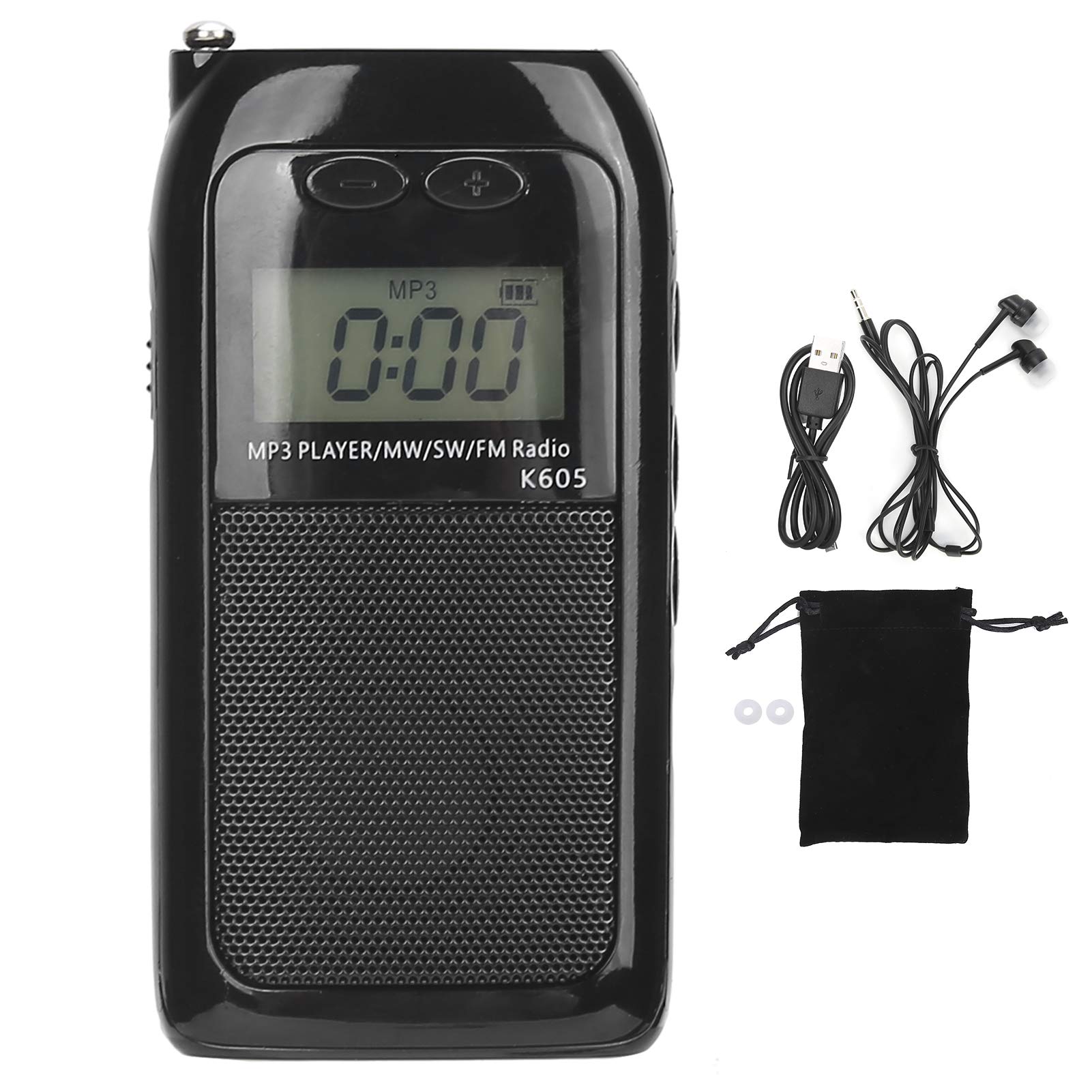 K605 Pocket Radio,FM/SW/MW Digital Tuning Transistor Radio Receiver LCD Display with Earphone Portable Personal Mini MP3 Player for Walking Jogging Exercising