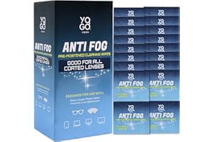 YOGO VISION Anti Fog Wipes for Glasses Pre Moistened Cleaner Lens Wipes for Screens, Binoculars, Face Sheilds, Ski Masks, Swim Goggles, Individual Wrapped Antifog for Eyeglass Cleaner (30 pack)
