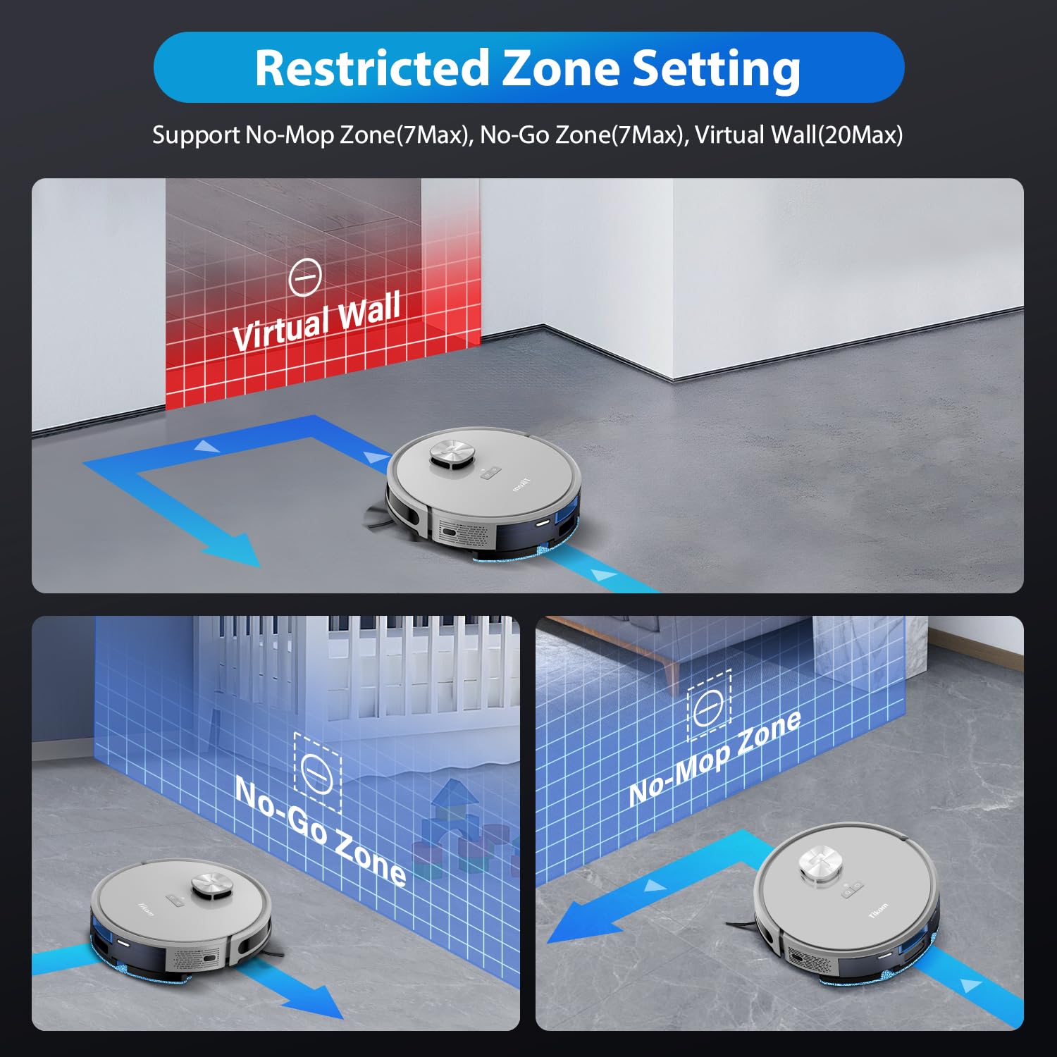 Tikom Robot Vacuum and Mop with LiDAR Navigation L9000, 4000Pa Robotic Vacuum Cleaner, 150Min Max, Smart Mapping, Good for Pet Hair, Carpet, Hard Floor - Image 6
