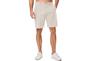 JMIERR Men's Cotton Linen Shorts Casual Button Elastic Waist Workout Dress Beach Golf Short with Pockets