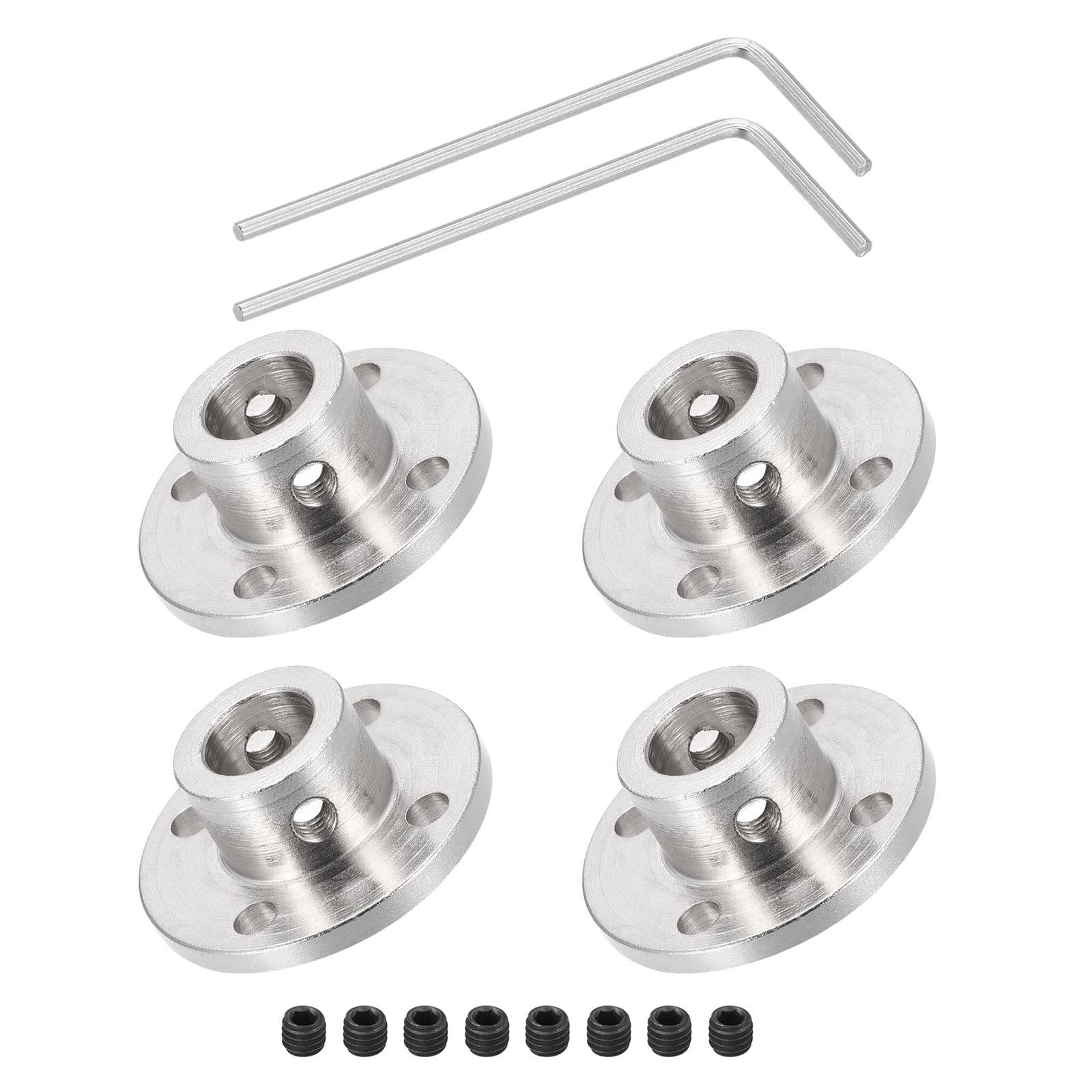 DMiotech 4 Pack 10mm Flange Coupling Connector Rigid Guide Shaft Support Coupler Shaft Coupling with M2 Hex Wrench and Screws for DIY RC Model Motors