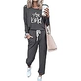 PRETTYGARDEN Women Fall 2 Piece Lounge Outfit Long Sleeve Tops High Waisted Jogger Pants Set Spring Travel Clothes Tracksuit