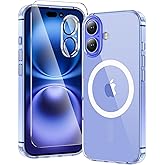 toushion 3 in 1 for iPhone 16 Case Clear with MagSafe, Not Yellowing, Screen Protector*1 Camera Lens Protector*1, Military-Grade Protection for iPhone 16 Phone Case 6.1 inch Clear