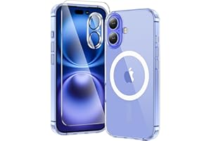toushion 3 in 1 for iPhone 16 Case Clear with MagSafe, Not Yellowing, Screen Protector*1 Camera Lens Protector*1, Military-Grade Protection for iPhone 16 Phone Case 6.1 inch Clear