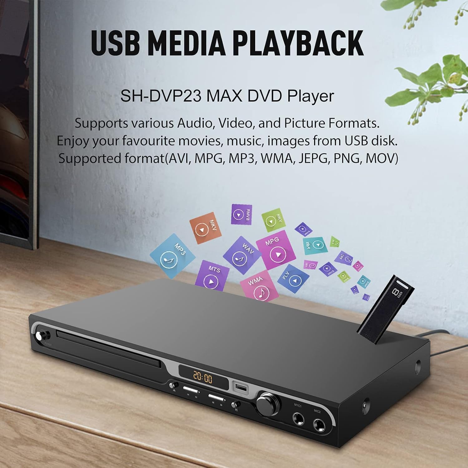 DVD Player, DVD Players for TV, Dual Microphone Exclusive 1080P, All Region HDMI DVD Player, USB Input AV/RCA Output, Home DVD CD Player with PAL/NTSC & Dolby Sound
