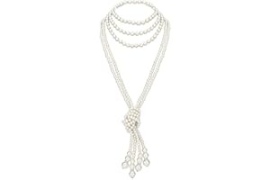 BABEYOND Long Pearl Necklace Faux Pearls Necklace Beaded Long Pearls Necklace 1920s Gatsby Costume Jewelry