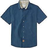 Dubinik® Mens Short Sleeve Button Down Shirts 100% Cotton Plaid Men's Casual Button-Down Shirts with Pocket