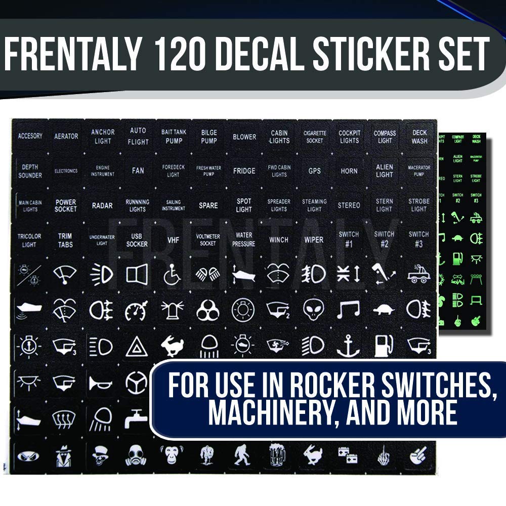 Car Night Glow Rocker Switch Label Sticker Marine Boat Truck Circuit Panel Decal