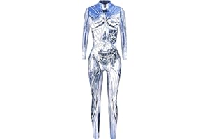 Panegy Women Men Skeleton Jumpsuit Adult Onesie 3D Skull Halloween Costume Romper Full Bodysuit Stretch Fit