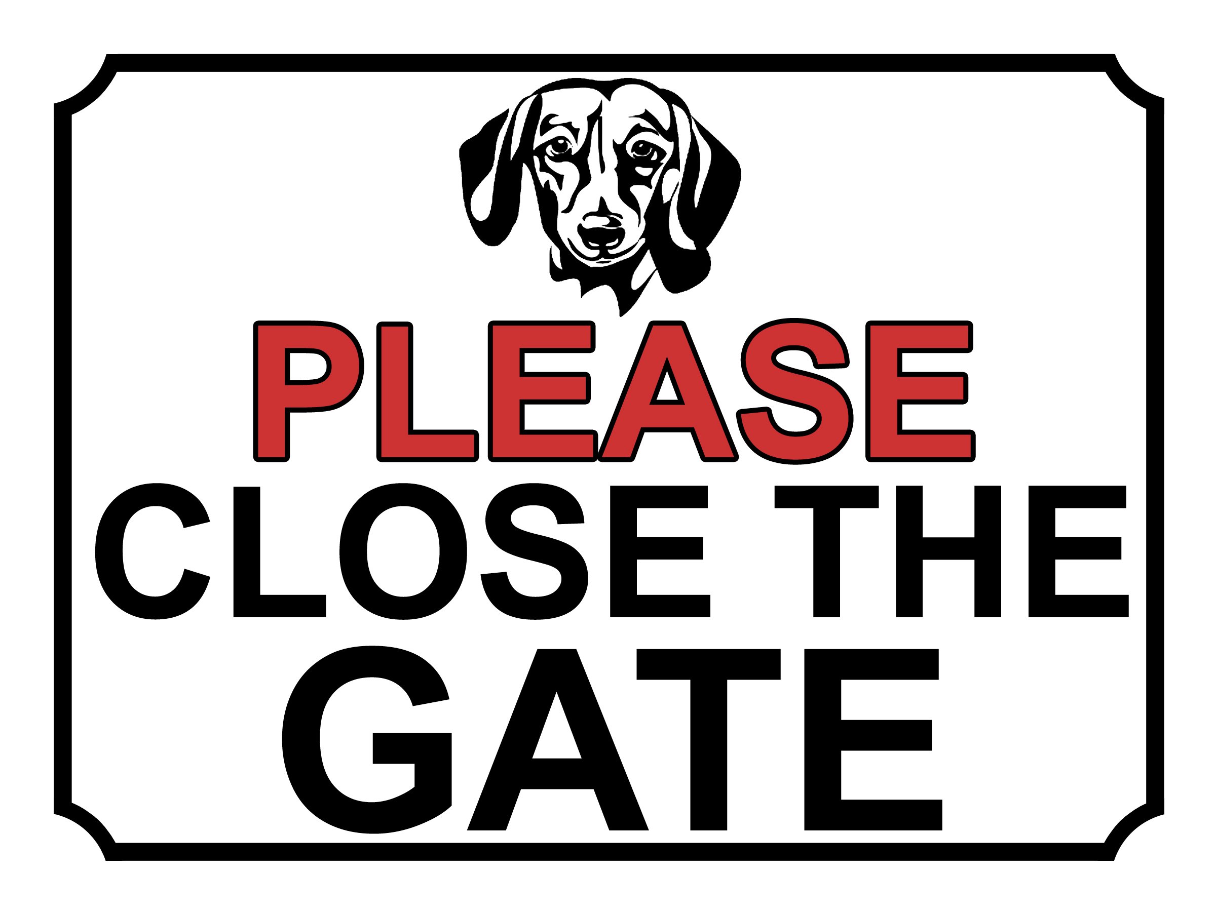 SHAWPRINT PLEASE CLOSE THE GATE METAL DOG THEME SIGN 150MM X 115MM (487H1S)