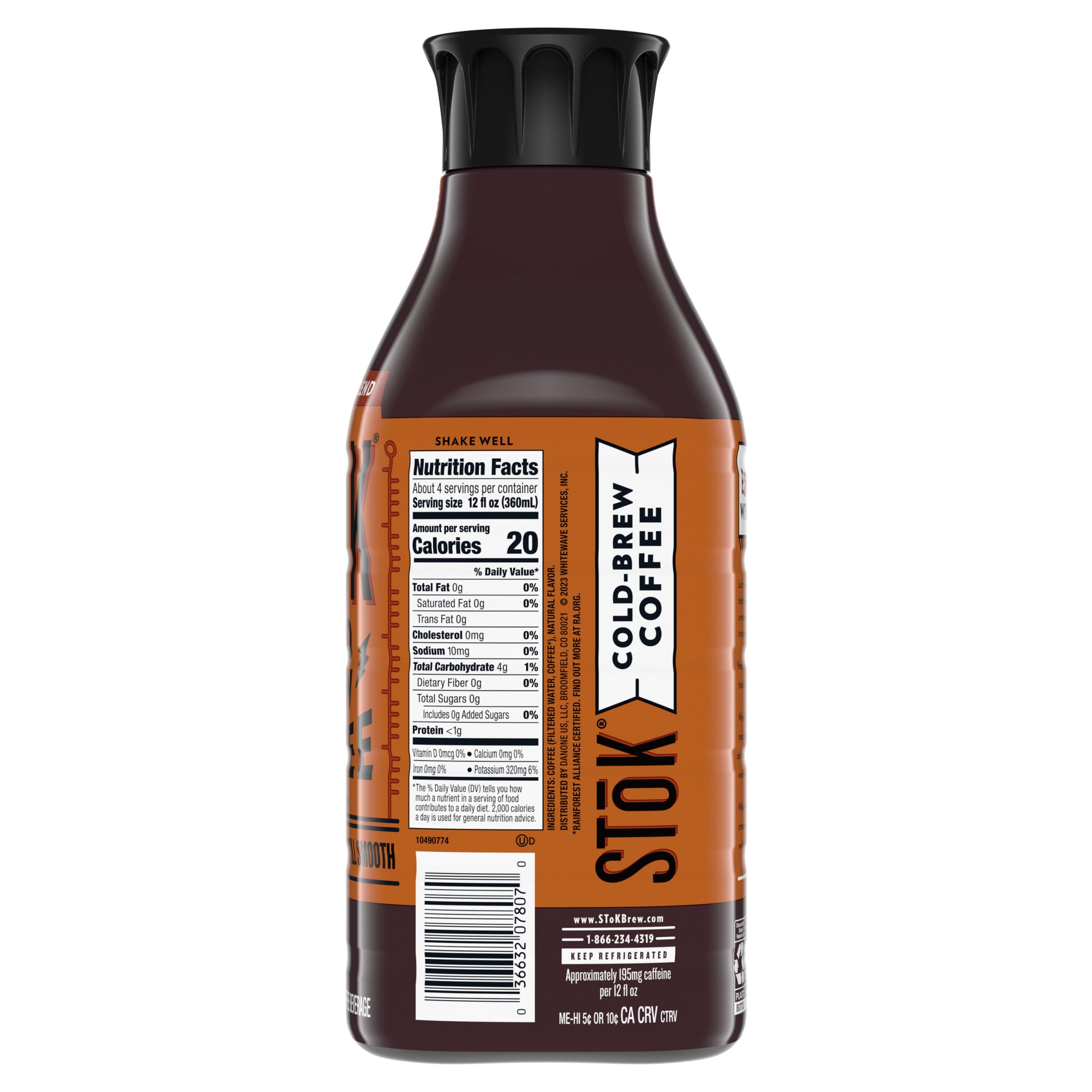 SToK Cold Brew Coffee, Un-sweet Black Espresso Blend, 48 oz. Bottle