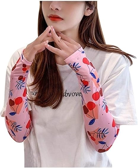 Amazon Co Jp ファッション プリント日焼け止め袖 暖かい手袖 Uv保護スリーブ 日焼け止めスリーブの1ペア 保護手 Color Pink ホーム キッチン